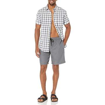 Amazon Essentials Men's 9" Quick-Dry Swim Trunk, Charcoal, Large