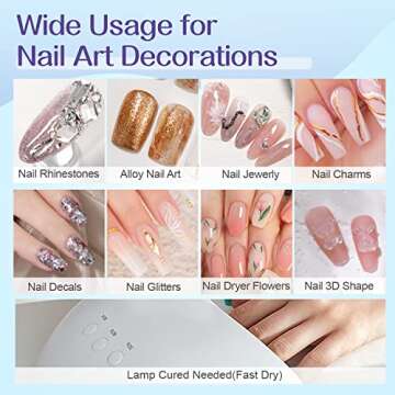 UNA GELLA Nail Art Rhinestone Glue Gel for Nail Art Nail Gem Glue Super Strong Adhesive for Nail Beads Stickers Stones Crystals Diamond Art Jewels 3D Decorations Nails Tools 30ML