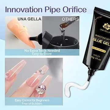 UNA GELLA Nail Art Rhinestone Glue Gel for Nail Art Nail Gem Glue Super Strong Adhesive for Nail Beads Stickers Stones Crystals Diamond Art Jewels 3D Decorations Nails Tools 30ML