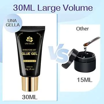 UNA GELLA Nail Art Rhinestone Glue Gel for Nail Art Nail Gem Glue Super Strong Adhesive for Nail Beads Stickers Stones Crystals Diamond Art Jewels 3D Decorations Nails Tools 30ML