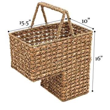 Trademark Innovations 16" Braided Rope Storage Stair Basket With Handles (Tan)