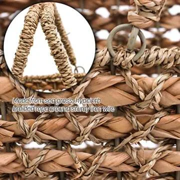 Trademark Innovations 16" Braided Rope Storage Stair Basket With Handles (Tan)