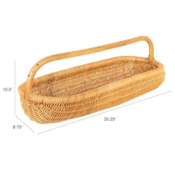 Hand-Woven Rattan Basket with Handle for Home Use