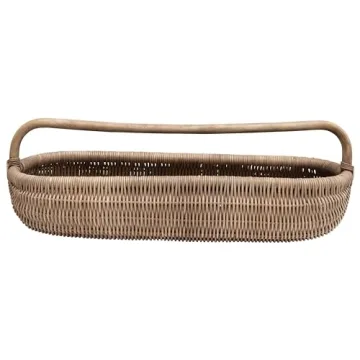 Hand-Woven Rattan Basket with Handle for Home Use