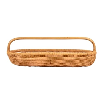 Hand-Woven Rattan Basket with Handle for Home Use