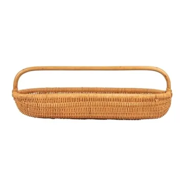 Hand-Woven Rattan Basket with Handle for Home Use