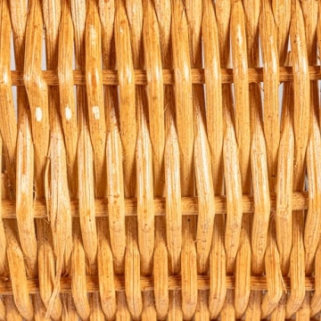 Hand-Woven Rattan Basket with Handle for Home Use