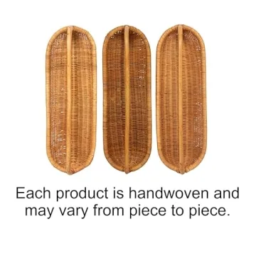 Hand-Woven Rattan Basket with Handle for Home Use