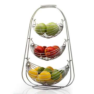 Sagler 3 Tier Fruit basket - Stainless steel fruit bowl - large fruit bowl - useful for fruit storage basket