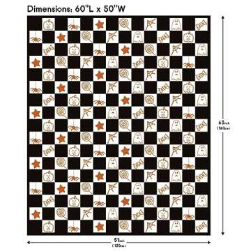 YIRUIO Halloween Decorations Indoor Home Decor Knitted Blanket Throw Checkered Microfiber Warm Soft Fluffy Plush Cozy for Party Gifts Autumn Fall Winter (Black)