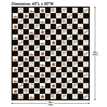 YIRUIO Halloween Decorations Indoor Home Decor Knitted Blanket Throw Checkered Microfiber Warm Soft Fluffy Plush Cozy for Party Gifts Autumn Fall Winter (Black)