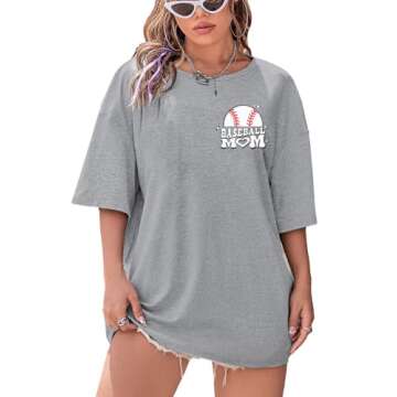 FASHGL Women Oversized Baseball Shirt - Comfortable and Fun Tee for Moms