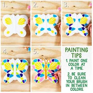 Creative Roots Mosaic Butterfly Stepping Stone Kit, Includes 7-Inch Ceramic Stepping Stone & 6 Vibrant Paints, Paint Your Own Stepping Stone, DIY Stepping Stone for Kids Ages 8+ White