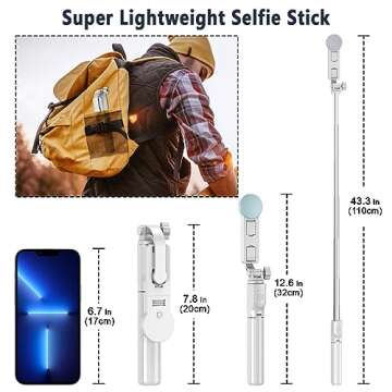 Phone Tripod & Selfie Stick, Extendable Cell Phone Tripod Stand with Wireless Remote and Phone Holder, Compatible with iPhone Android Phone, Camera (White-1)