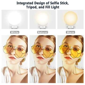 Phone Tripod & Selfie Stick, Extendable Cell Phone Tripod Stand with Wireless Remote and Phone Holder, Compatible with iPhone Android Phone, Camera (White-1)