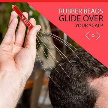 LiBa Scalp Massager Tool in Gold (2-Pack) Head Hair Scratcher Massage No Painful Scratches, Tangling, or Pulling Wires with Gentle Beads (Red, 12 Wire)
