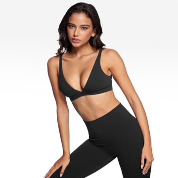 INGIA Deep V-Neck Sports Bra for Yoga & Daily Use