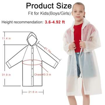 Rain Ponchos Raincoats for Kids, Reusable Boys Girls Rain Jackets Emergency with Hood for Family Disney Travel Outdoor (White)