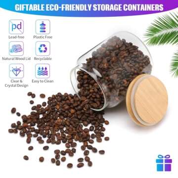 Glass Food Storage Jar with Lids Spoon Thicken Glass Coffee Canister Borosilicate Glass Food Containers for Ground Coffee Beans Nut Pasta Sugar Candy Spice Rice Loose Tea (1000ml(33oz))