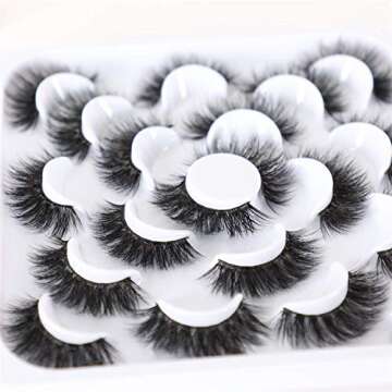 Newcally 3D Dramatic Fake Eyelashes – 10 Pairs of 18MM Fluffy Volume