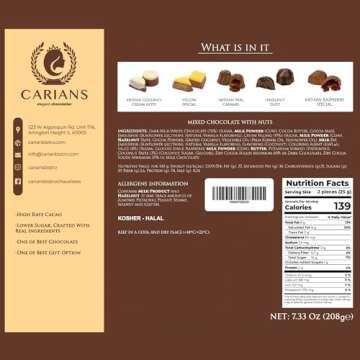 CARIANS Chocolate Gift Box, Box of Candy, Assorted Luxury Premium Pralines Gourmet Chocolate Gift Basket, Dark, Milk & Truffles, Great for Gift Giving