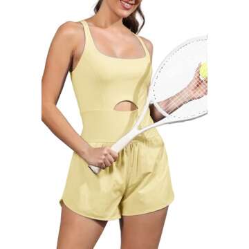 ReachMe Womens Running Onesie Workout Rompers One Piece Work out Outfits Athletic Romper Jumpsuits(L...