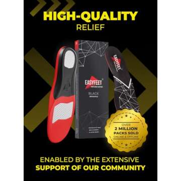 Premium Anti-Fatigue Shoe High Arch Support Insoles Men Women - Plantar Fasciitis Inserts - Orthotic Inserts Shoe Soles Standing All Day - Flat Feet Foot - Work Boot Insoles