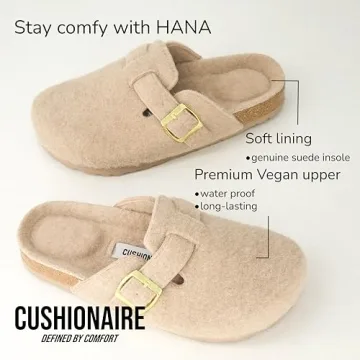 CUSHIONAIRE Hana Clogs - Comfortable Vegan Suede Slip-ons