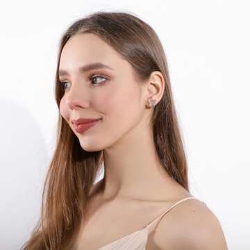 Stunning CZ Butterfly Studs Earrings in 14K Gold for Women