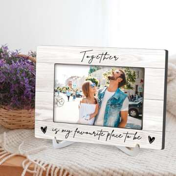 Luipk Couple 8x6 Picture Frames, Engagement Wedding Gifts Photo Frame, Anniversary Couple Gifts for Boyfriend Girlfriend Newlywed, Romantic Mr And Mrs Love Frame for Wall Tabletop Display