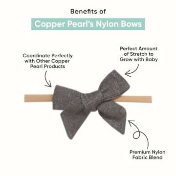 Copper Pearl Baby Bows: Stylish Headbands for Baby Girls, Premium Soft and Stretchy Baby Headbands, ...