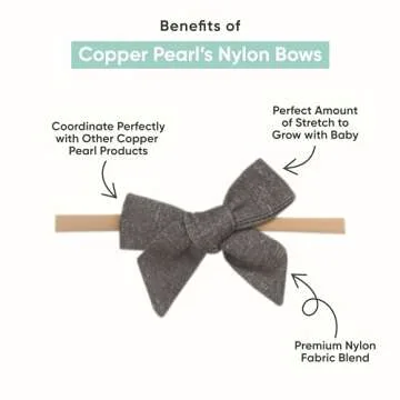 Copper Pearl Baby Bows: Stylish Headbands for Baby Girls, Premium Soft and Stretchy Baby Headbands, ...