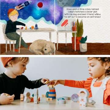 Toddler 30 Piece Stacking Wood Blocks Space Gift - Montessori 2 Year Old Fine Motor Skills Toy Learn...