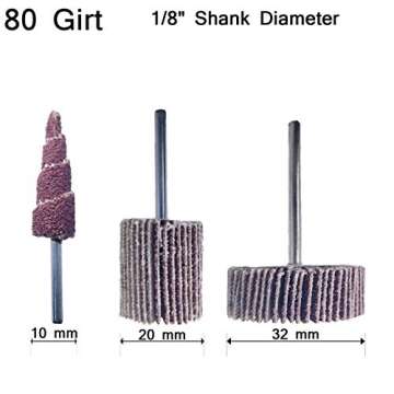 SACKORANGE 30 PCS Abrasive Flap Wheel Sander, 80 Grit 1/8" Shank Diameter Cone Shape Abrasive Sandpa...