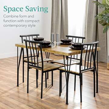 Best Choice Products 5-Piece Metal and Wood Indoor Modern Rectangular Dining Table Furniture Set for...