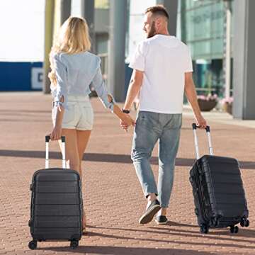 SUPER DEAL 21 Inch Hardside Expandable Carry On Luggage with Spinner Wheels, Lightweight Suitcase Du...