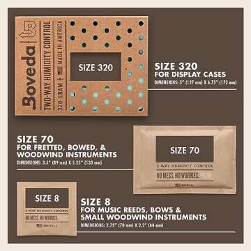 Boveda 49% Two-Way Humidity Control Packs for Music Bows & Small Woodwinds – Size 8 – 10 Pack – Moisture Absorbers for Small Instrument Cases – Humidifier Packs – Hydration Packets in Resealable Bag