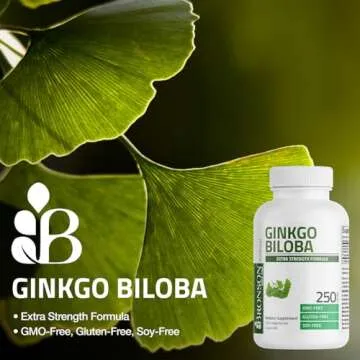 Bronson Ginkgo Biloba Extra Strength Supports Brain Function & Memory Support, 250 Vegetarian Capsules