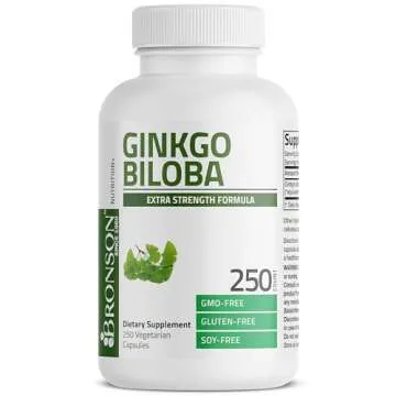 Bronson Ginkgo Biloba Extra Strength Supports Brain Function & Memory Support, 250 Vegetarian Capsules
