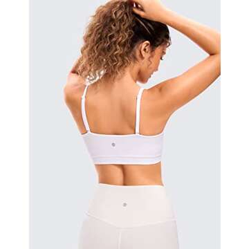 CRZ YOGA Butterluxe Womens Adjustable Spaghetti Thin Strap Sports Bra - Padded Wireless Square Neck ...