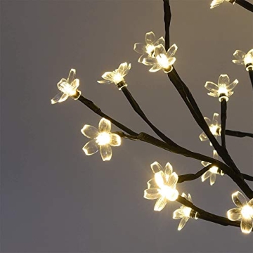 LIGHTSHARE 18 Inch Cherry Blossom Bonsai Tree, 48 LED Lights, 24V UL Listed Adapter Included, Metal Base, Warm White Lights, Ideal as Night Lights, Home Gift Idea