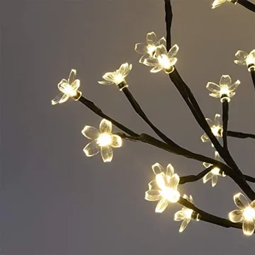 LIGHTSHARE 18 Inch Cherry Blossom Bonsai Tree, 48 LED Lights, 24V UL Listed Adapter Included, Metal Base, Warm White Lights, Ideal as Night Lights, Home Gift Idea