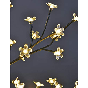 LIGHTSHARE 18 Inch Cherry Blossom Bonsai Tree, 48 LED Lights, 24V UL Listed Adapter Included, Metal Base, Warm White Lights, Ideal as Night Lights, Home Gift Idea