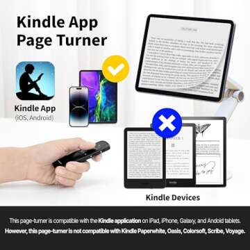 Bluetooth Remote Control Page Turner Clicker for Kindle App, Boox, e-Reader, TikTok Scrolling, YouTu...