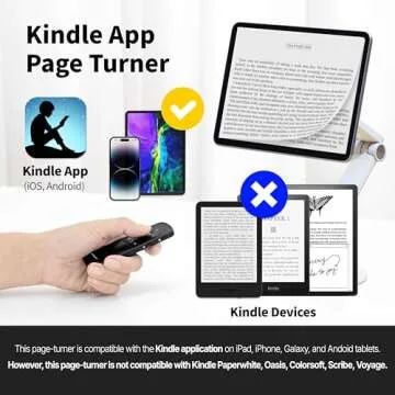 Bluetooth Remote Control Page Turner Clicker for Kindle App, Boox, e-Reader, TikTok Scrolling, YouTu...