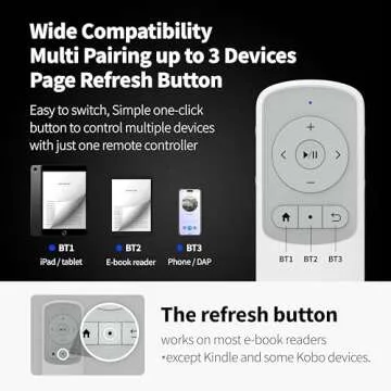 Bluetooth Remote Control Page Turner Clicker for Kindle App, Boox, e-Reader, TikTok Scrolling, YouTube Shorts, Reels, Video, Music, Camera, for iOS iPad iPhone, Android Galaxy Phone Tablet (Black)
