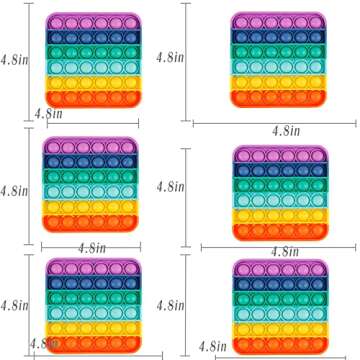 Genovega 6 Packs Fidget Toys Gifts for Boys Girls Kids, Classroom Tools Aids Push Bubble Sensory Party Grade Group Preschool Graduation Favors Instruction Learning Game Rainbow Square Bulk