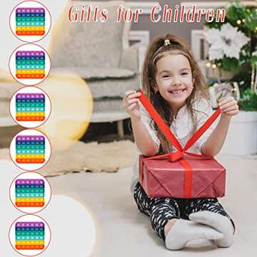 Genovega 6 Packs Fidget Toys Gifts for Boys Girls Kids, Classroom Tools Aids Push Bubble Sensory Party Grade Group Preschool Graduation Favors Instruction Learning Game Rainbow Square Bulk