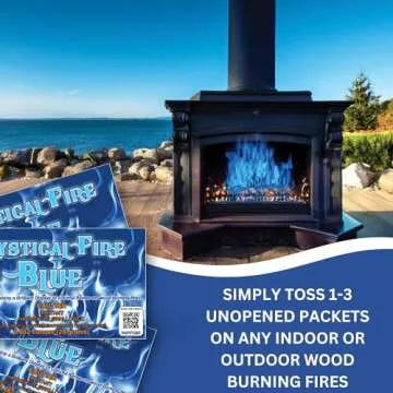 Mystical Fire Blue Color Changing Packets- Pack of 12 Blue Flames- Long Lasting Enchanted Magical Flames- Flame Color Changer for Fire Pits & Outdoor Fireplaces- Campfire Accessories