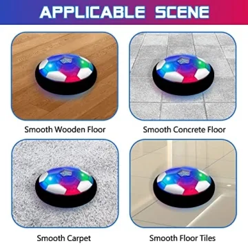 Hover Soccer Ball Toys for Boys, 2 LED Light Soccer Balls with Soft Foam Bumpers﻿, Indoor Outdoor Air Floating Hover Ball for Football Game, Kids Gifts for Age 3 4 5 6 7 8 9 10-15 Year Old Boys Girls